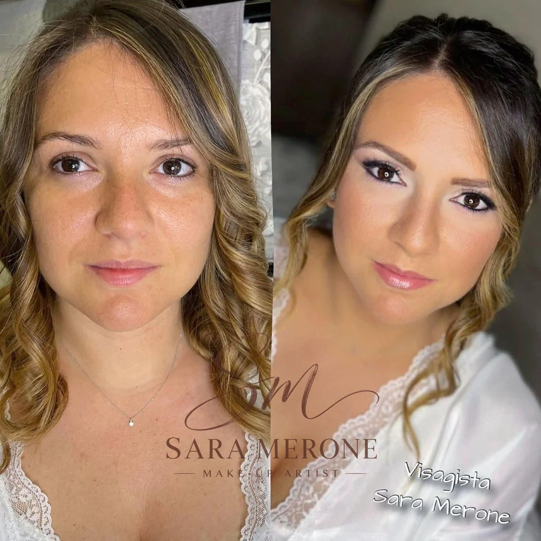Prima e dopo trucco di Sara Merone make-up artist - look 19