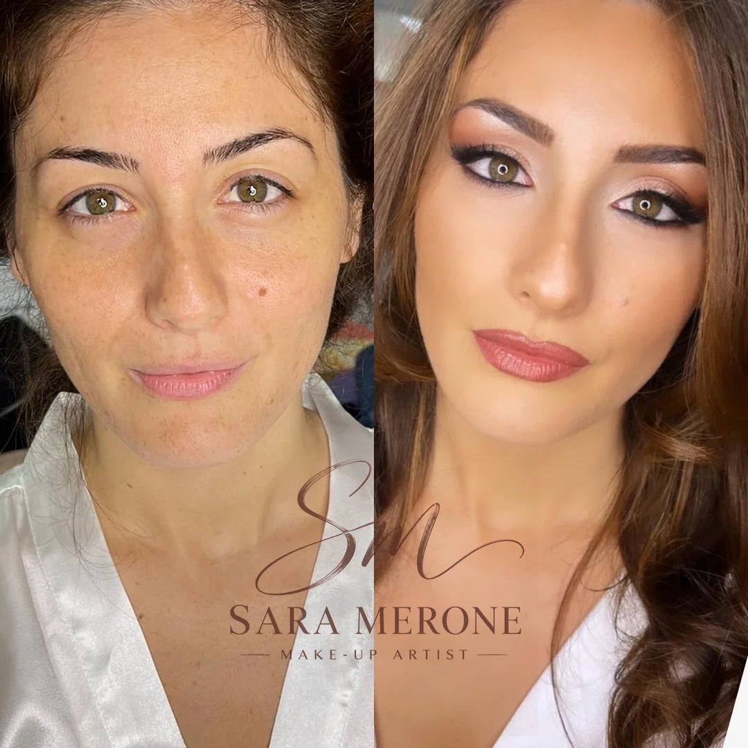 Prima e dopo trucco di Sara Merone make-up artist - look 20