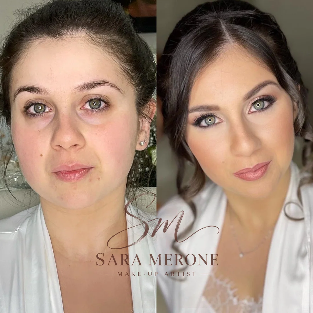Prima e dopo trucco di Sara Merone make-up artist - look 21