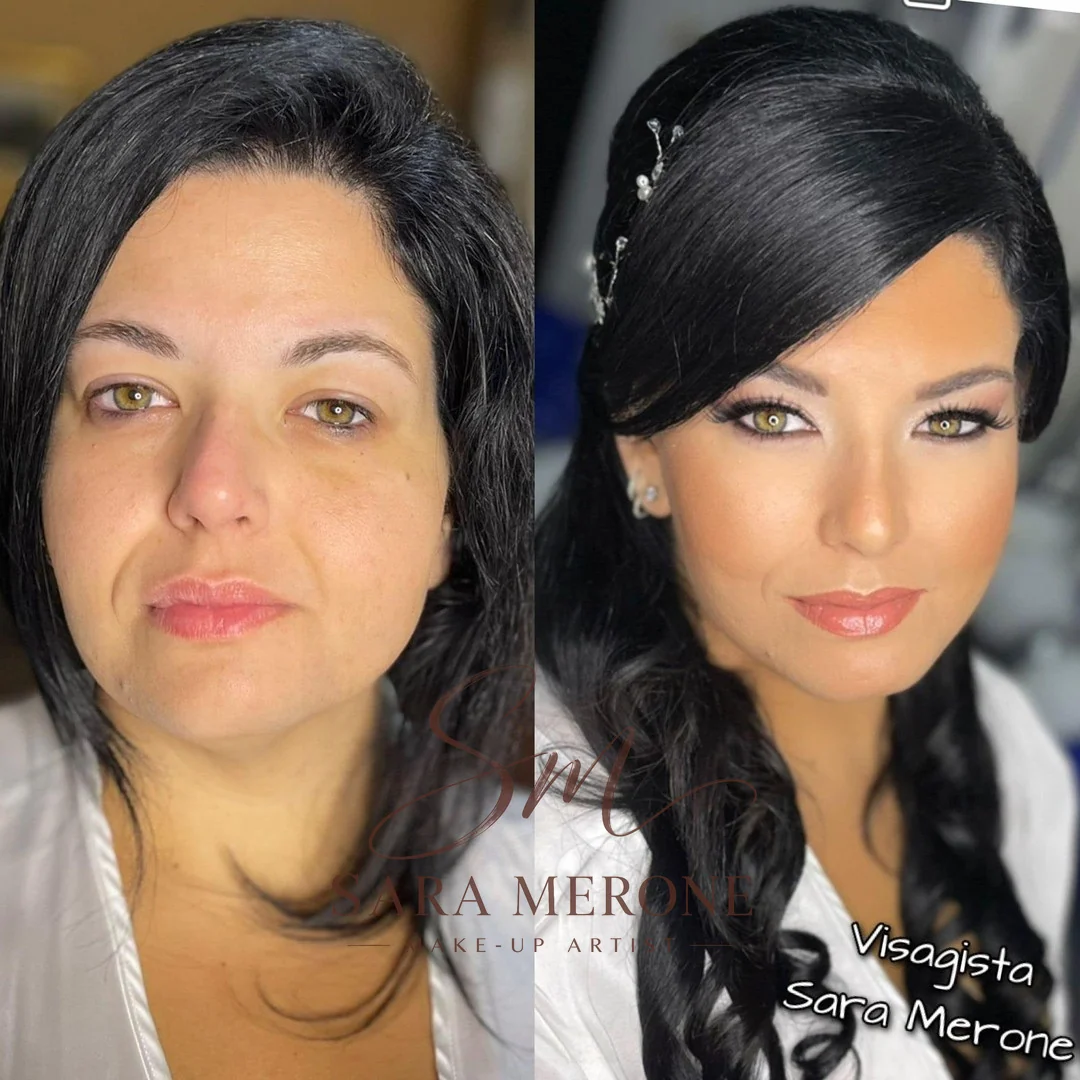 Prima e dopo trucco di Sara Merone make-up artist - look 22