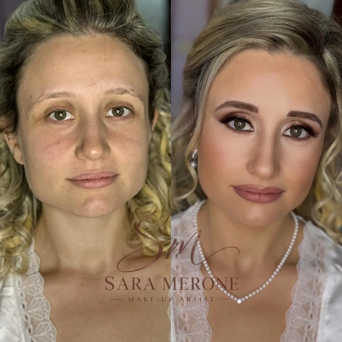 Prima e dopo trucco di Sara Merone make-up artist - look 24