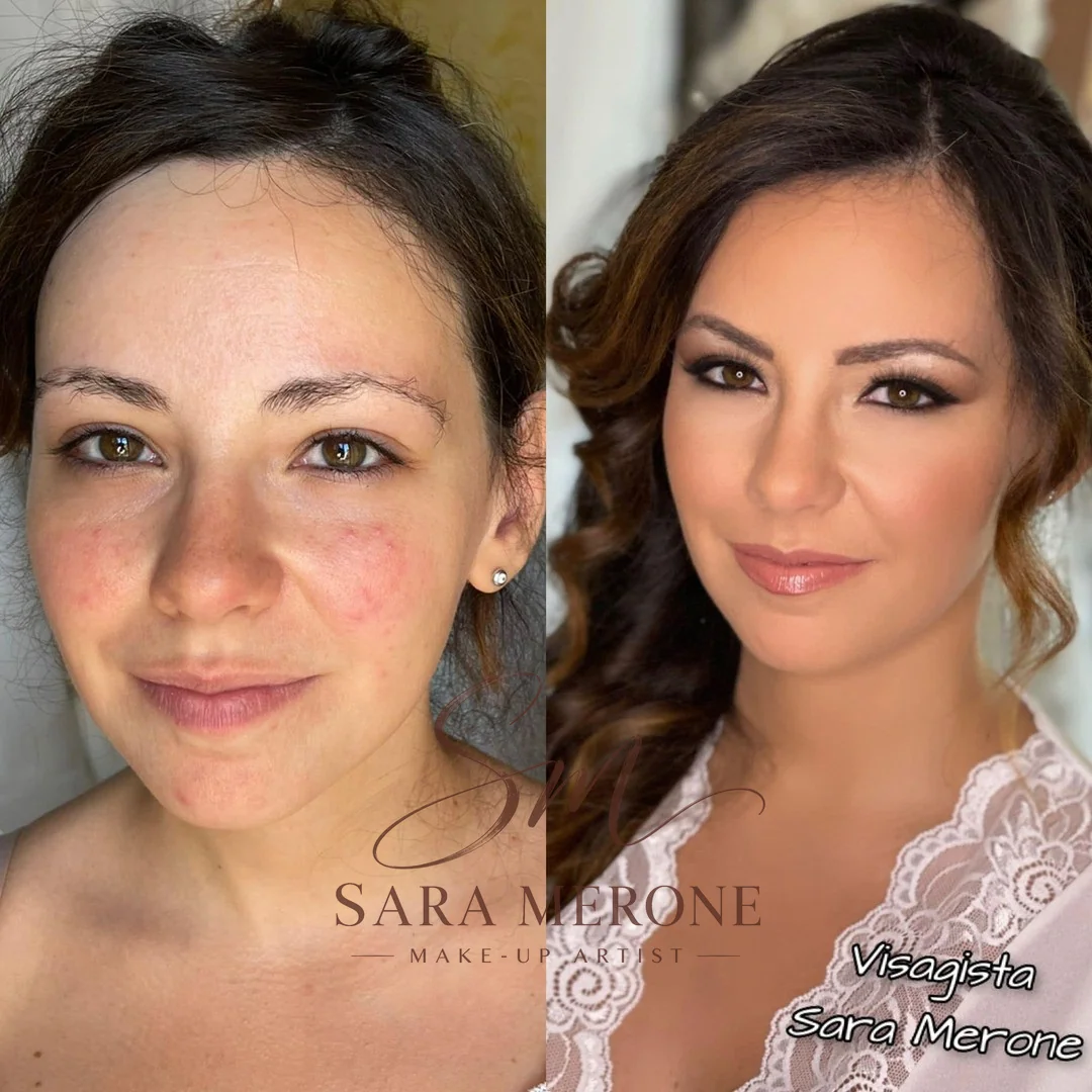 Prima e dopo trucco di Sara Merone make-up artist - look 25