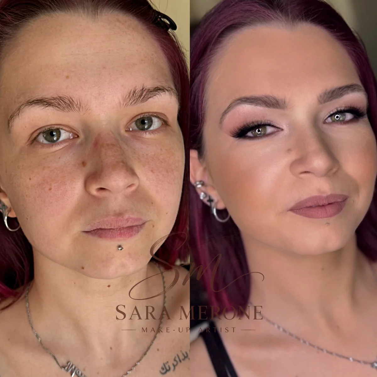 Prima e dopo trucco di Sara Merone make-up artist - look 26