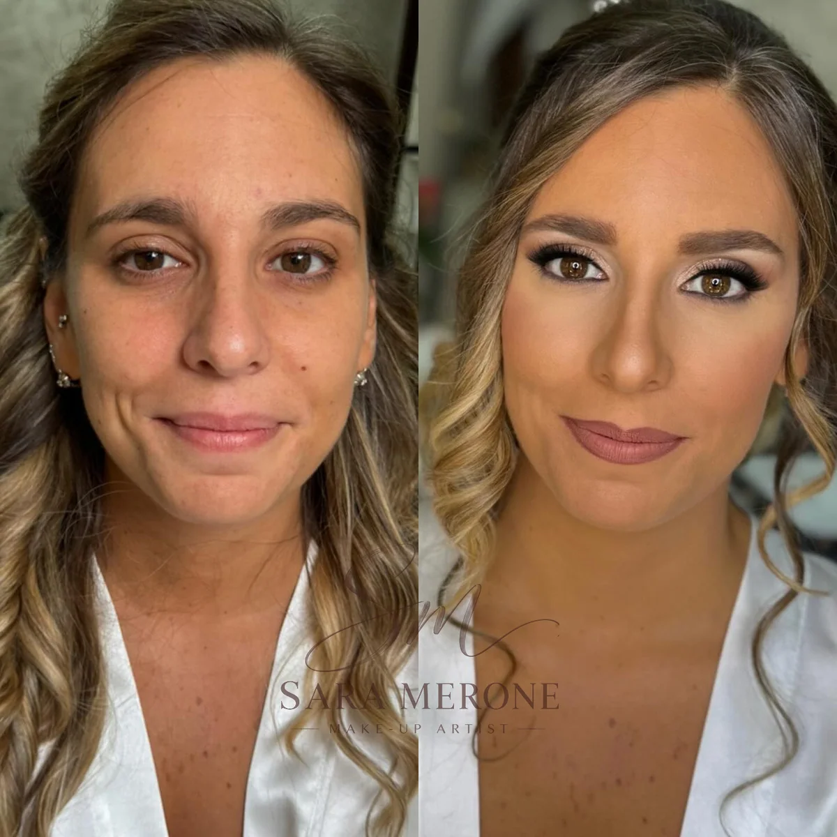 Prima e dopo trucco di Sara Merone make-up artist - look 28