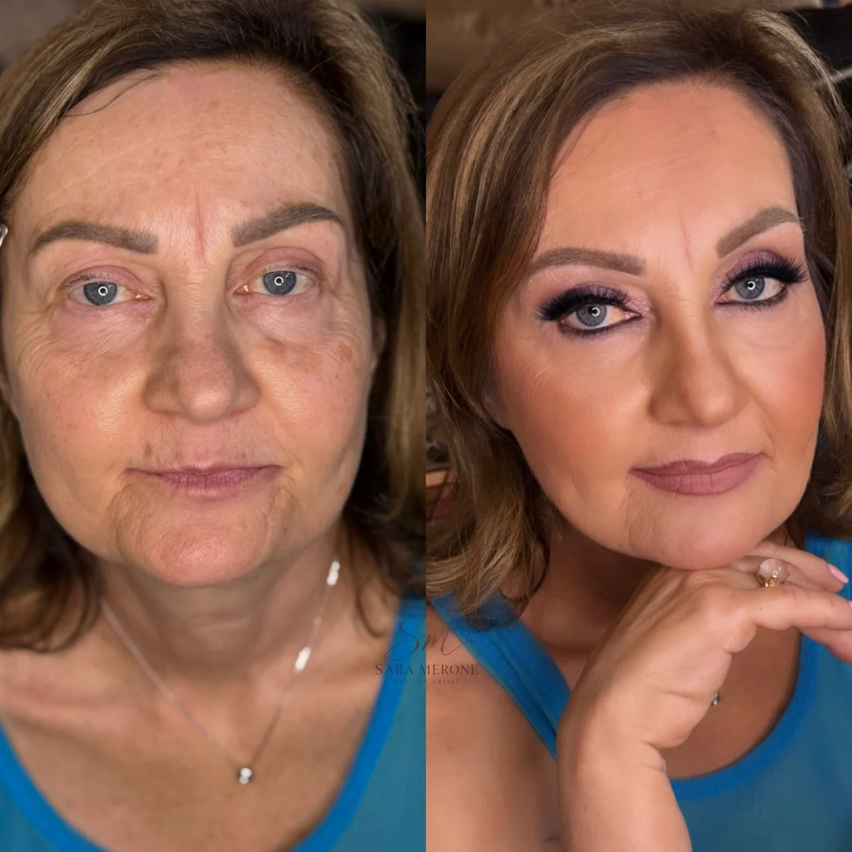 Prima e dopo trucco di Sara Merone make-up artist - look 31