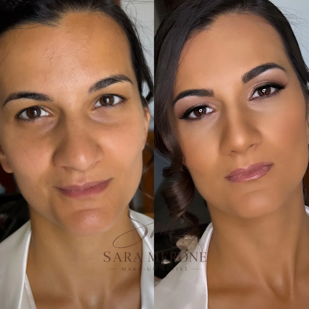 Prima e dopo trucco di Sara Merone make-up artist - look 34