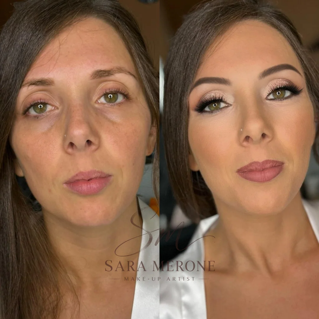 Prima e dopo trucco di Sara Merone make-up artist - look 35