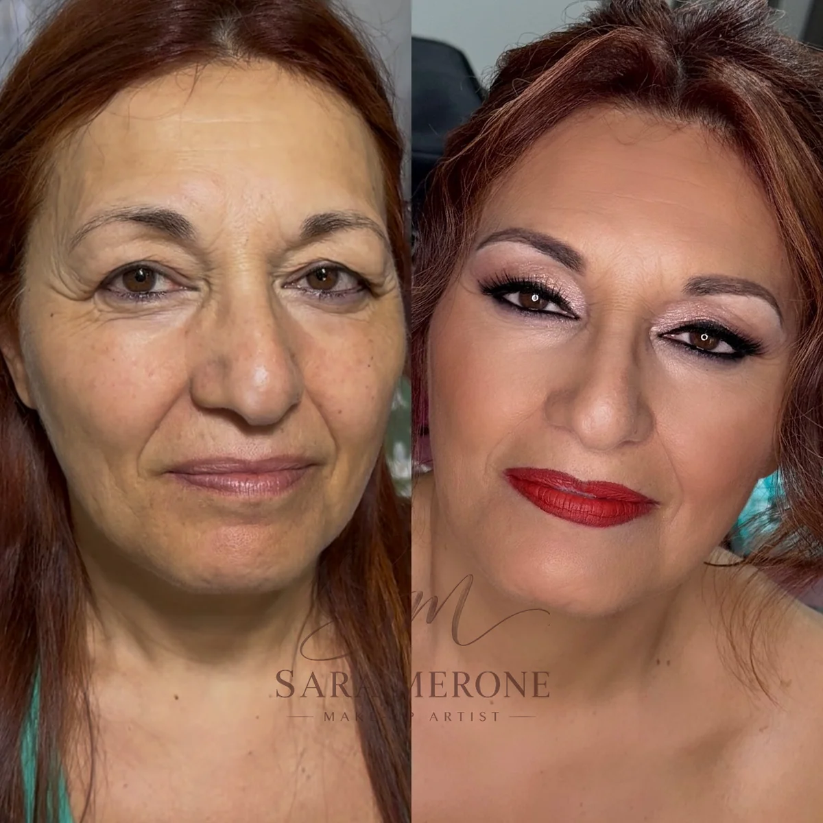 Prima e dopo trucco di Sara Merone make-up artist - look 36