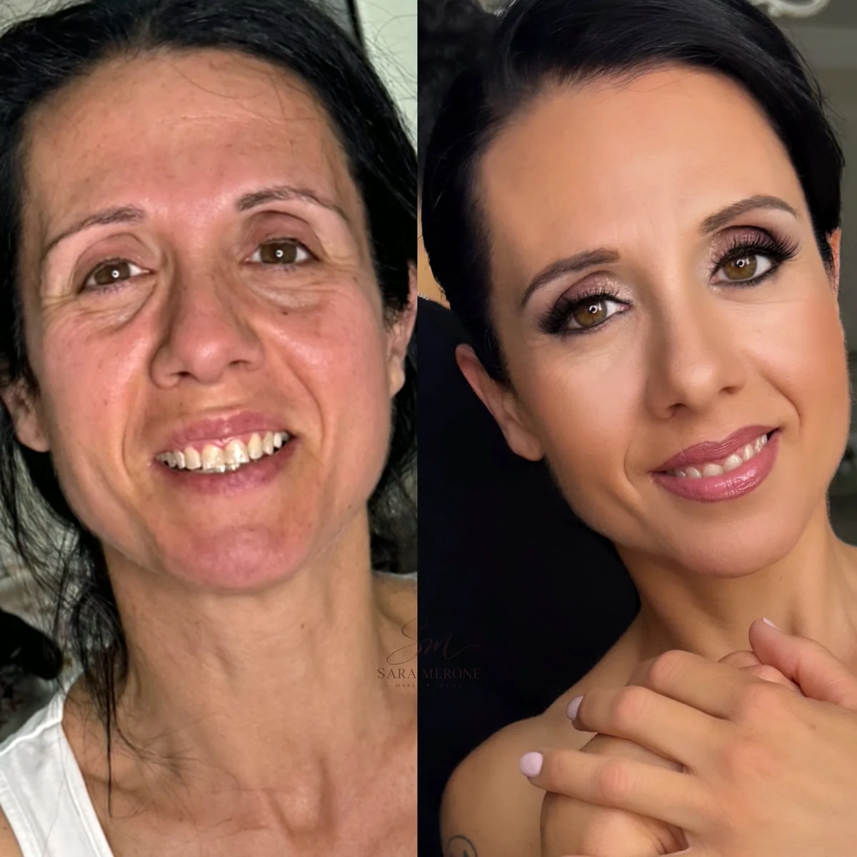 Prima e dopo trucco di Sara Merone make-up artist - look 37