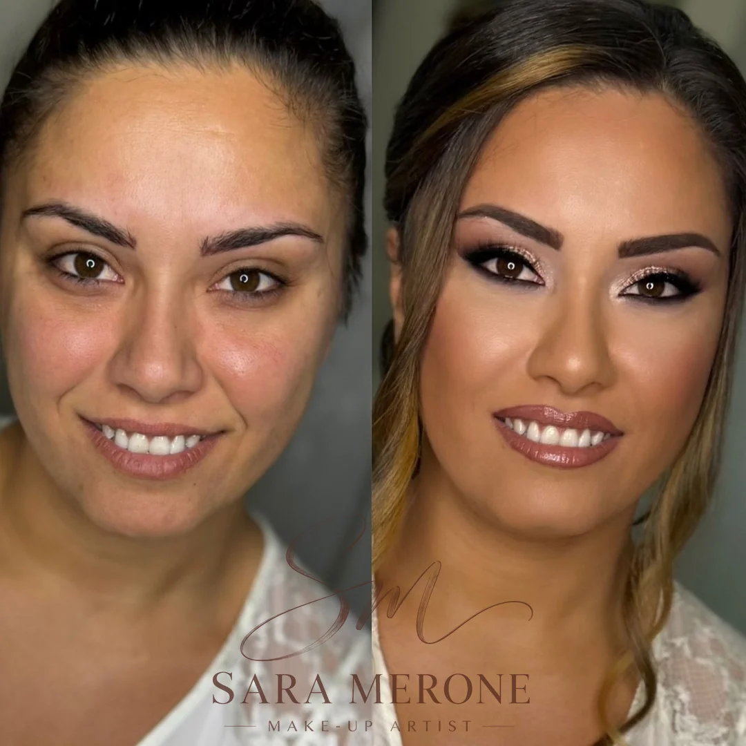 Prima e dopo trucco di Sara Merone make-up artist - look 38