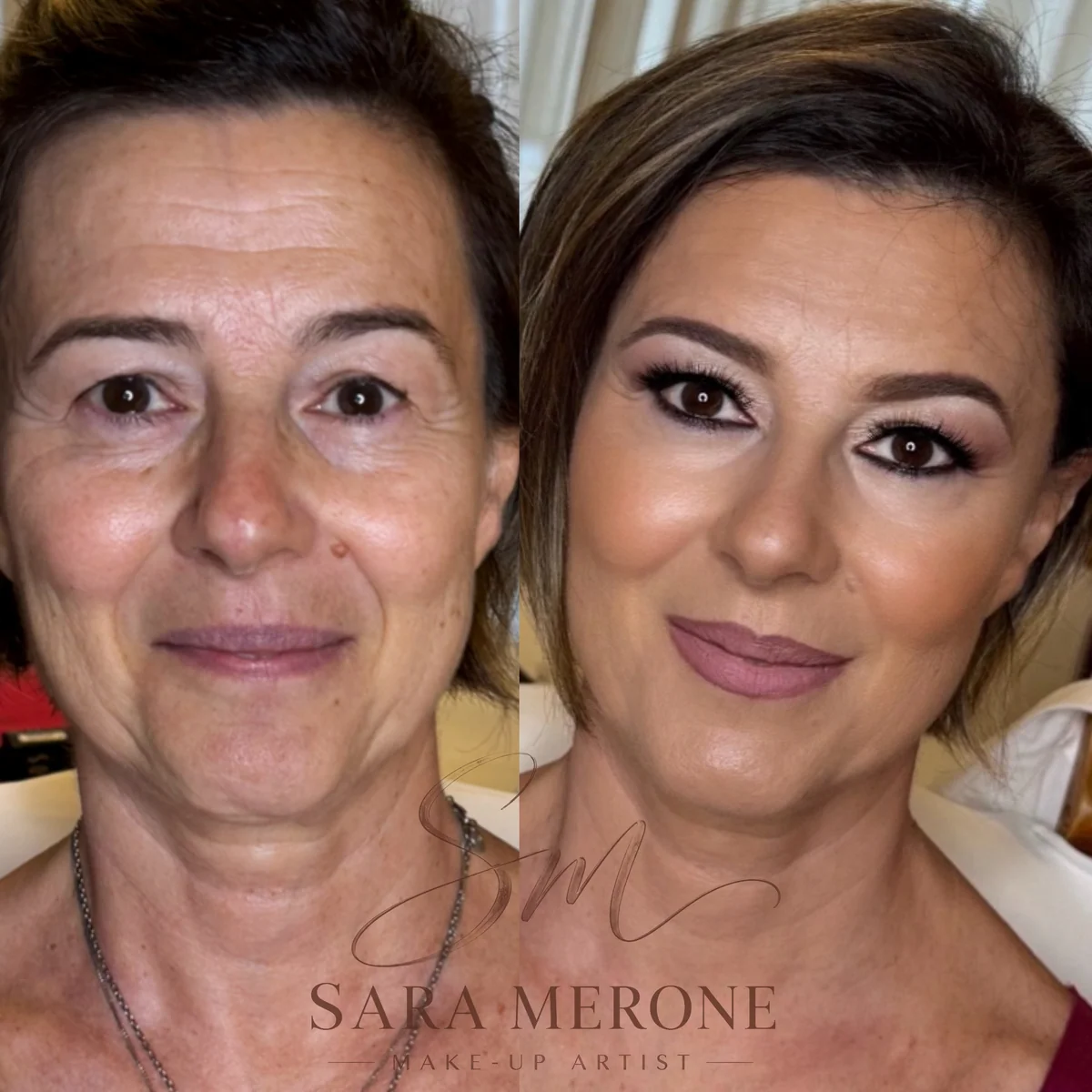 Prima e dopo trucco di Sara Merone make-up artist - look 39