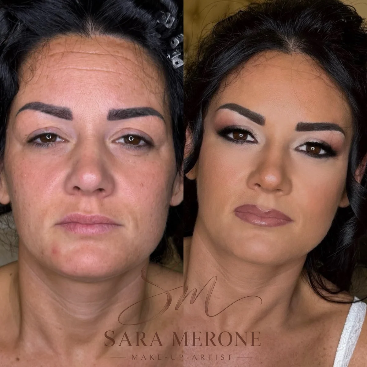 Prima e dopo trucco di Sara Merone make-up artist - look 40