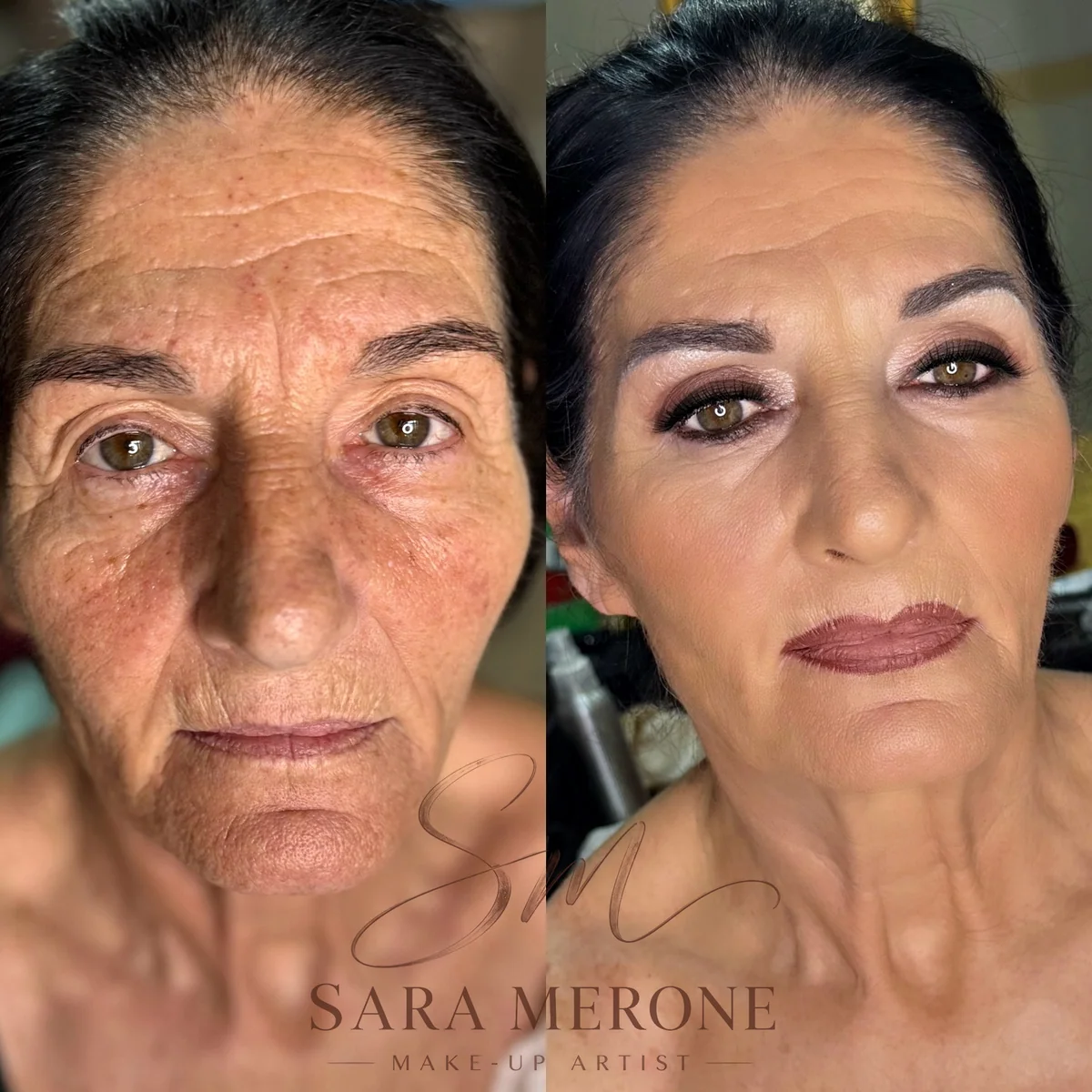Prima e dopo trucco di Sara Merone make-up artist - look 41
