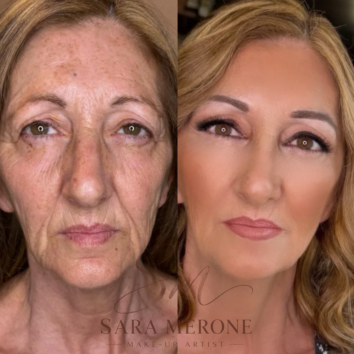 Prima e dopo trucco di Sara Merone make-up artist - look 42