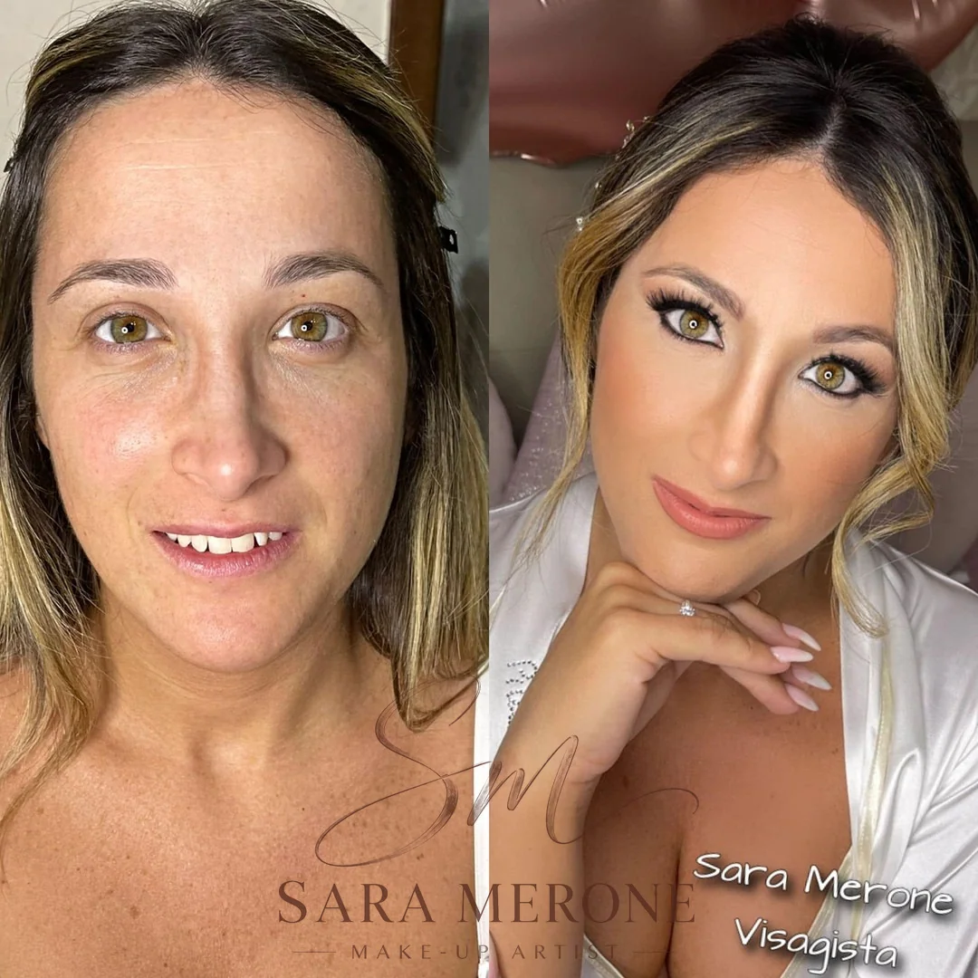 Prima e dopo trucco di Sara Merone make-up artist - look 44