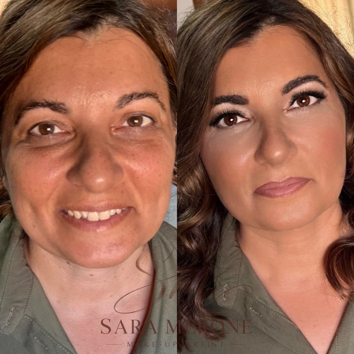 Prima e dopo trucco di Sara Merone make-up artist - look 45