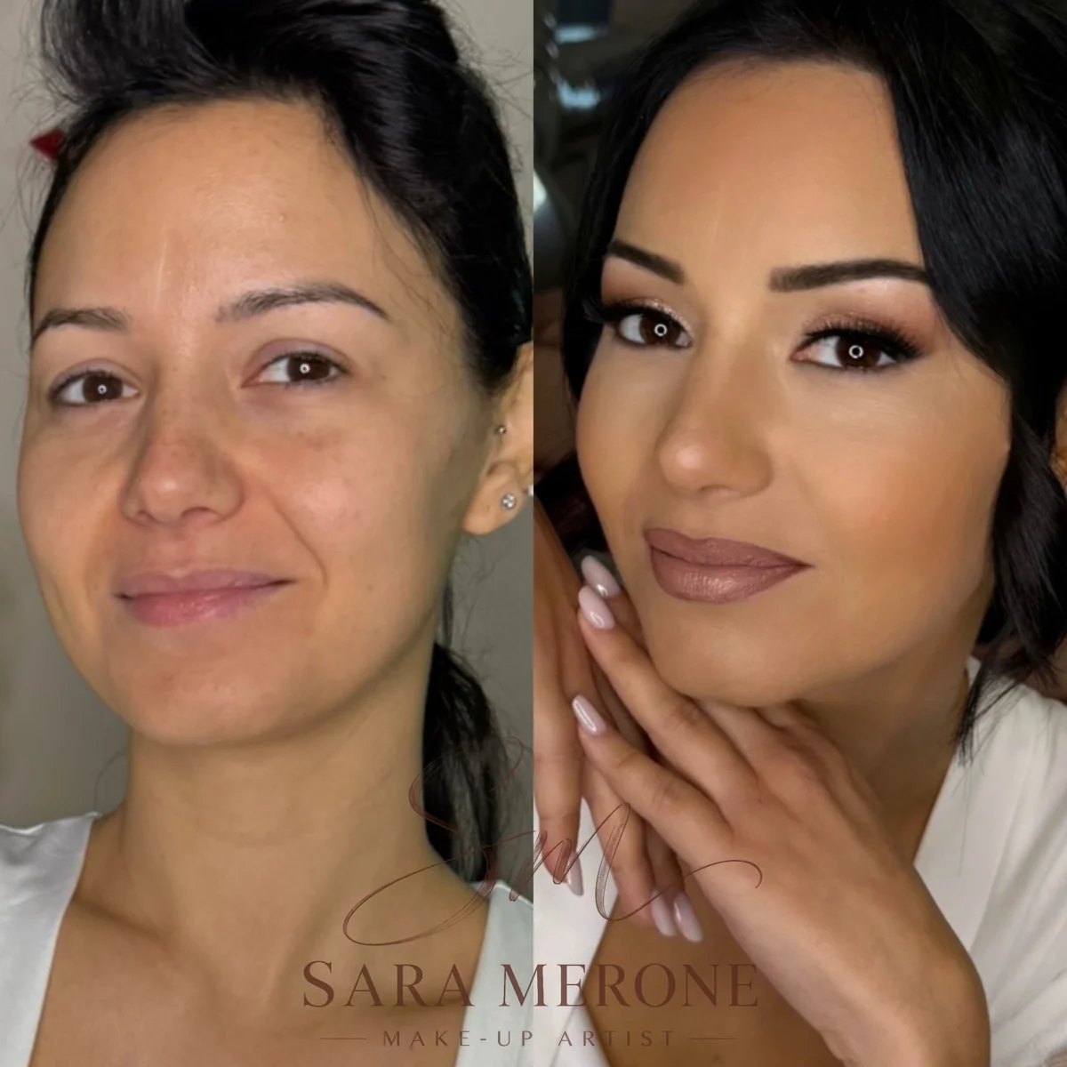 Prima e dopo trucco di Sara Merone make-up artist - look 46