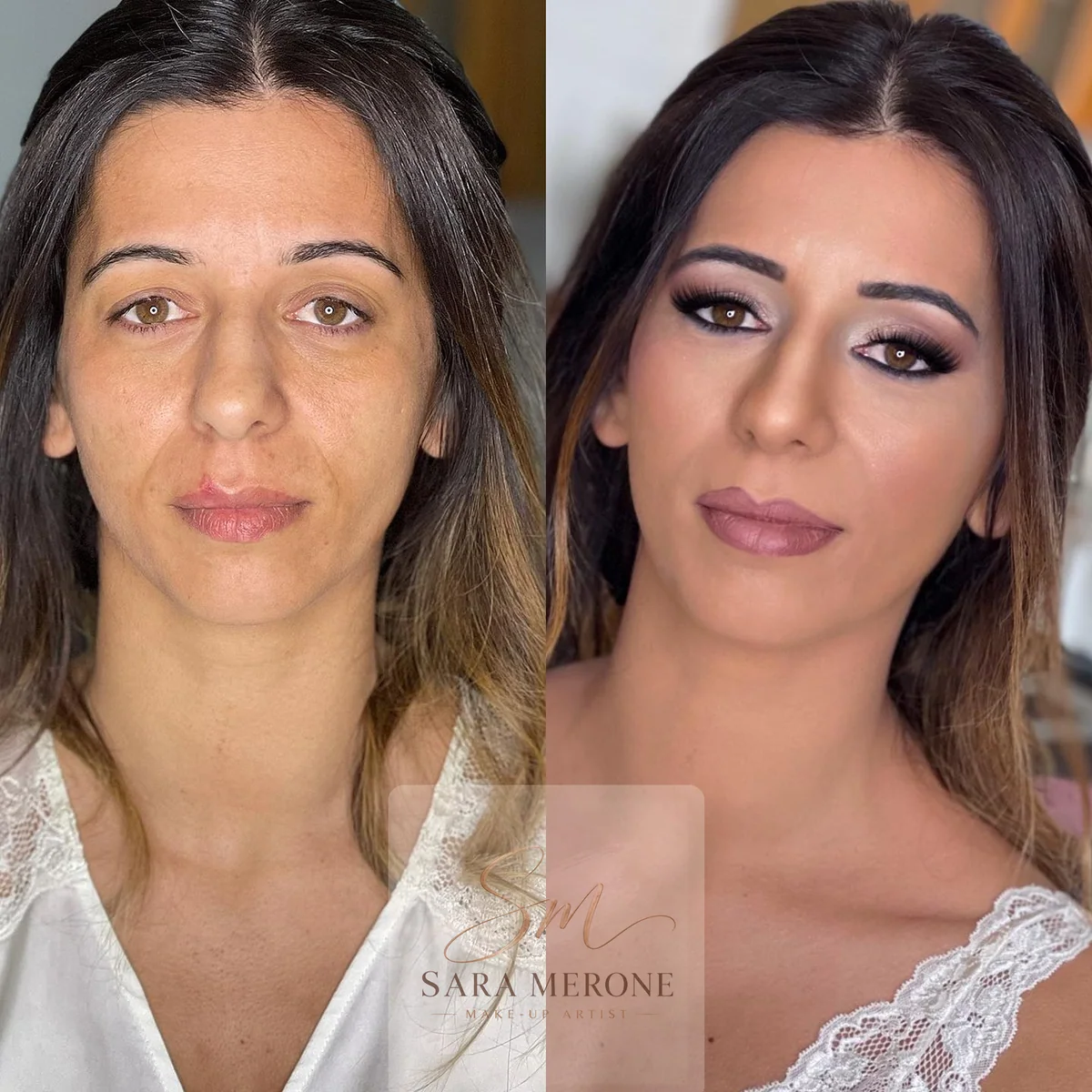 Prima e dopo trucco di Sara Merone make-up artist - look 47