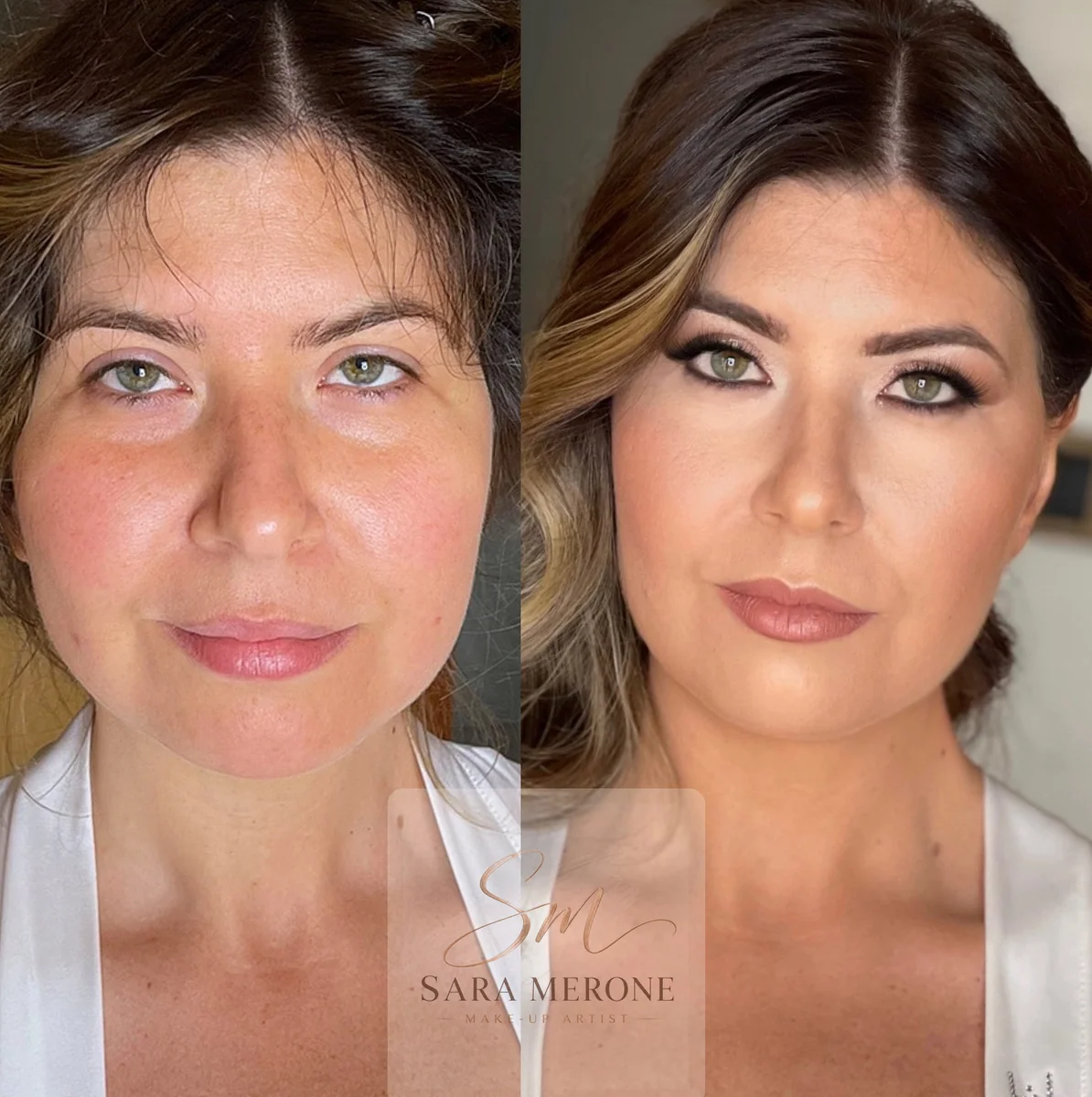 Prima e dopo trucco di Sara Merone make-up artist - look 48