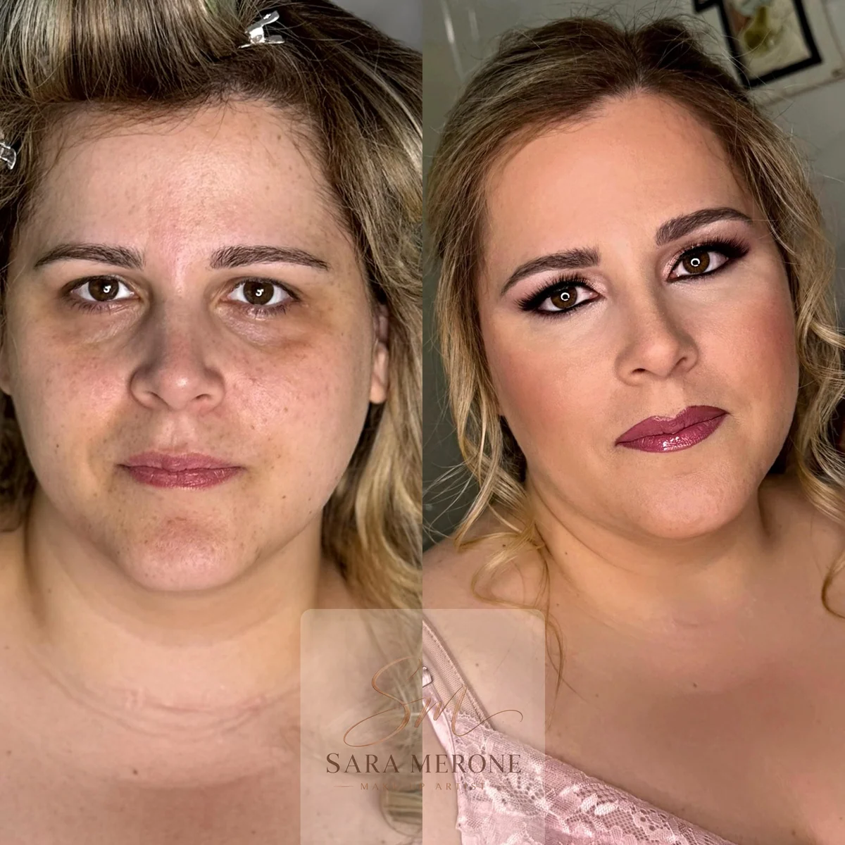 Prima e dopo trucco di Sara Merone make-up artist - look 51