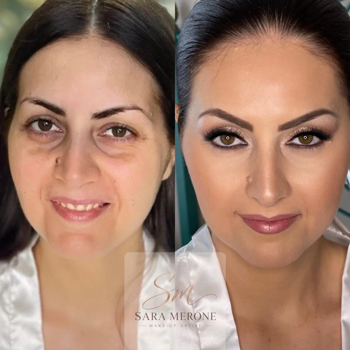 Prima e dopo trucco di Sara Merone make-up artist - look 52