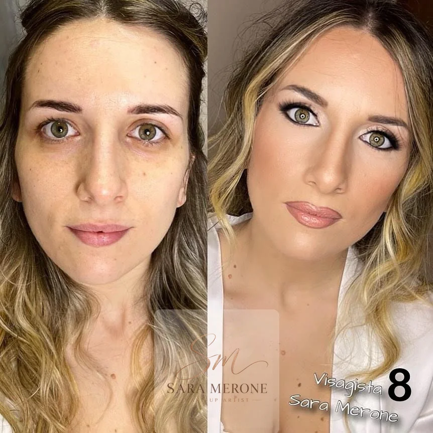 Prima e dopo trucco di Sara Merone make-up artist - look 54