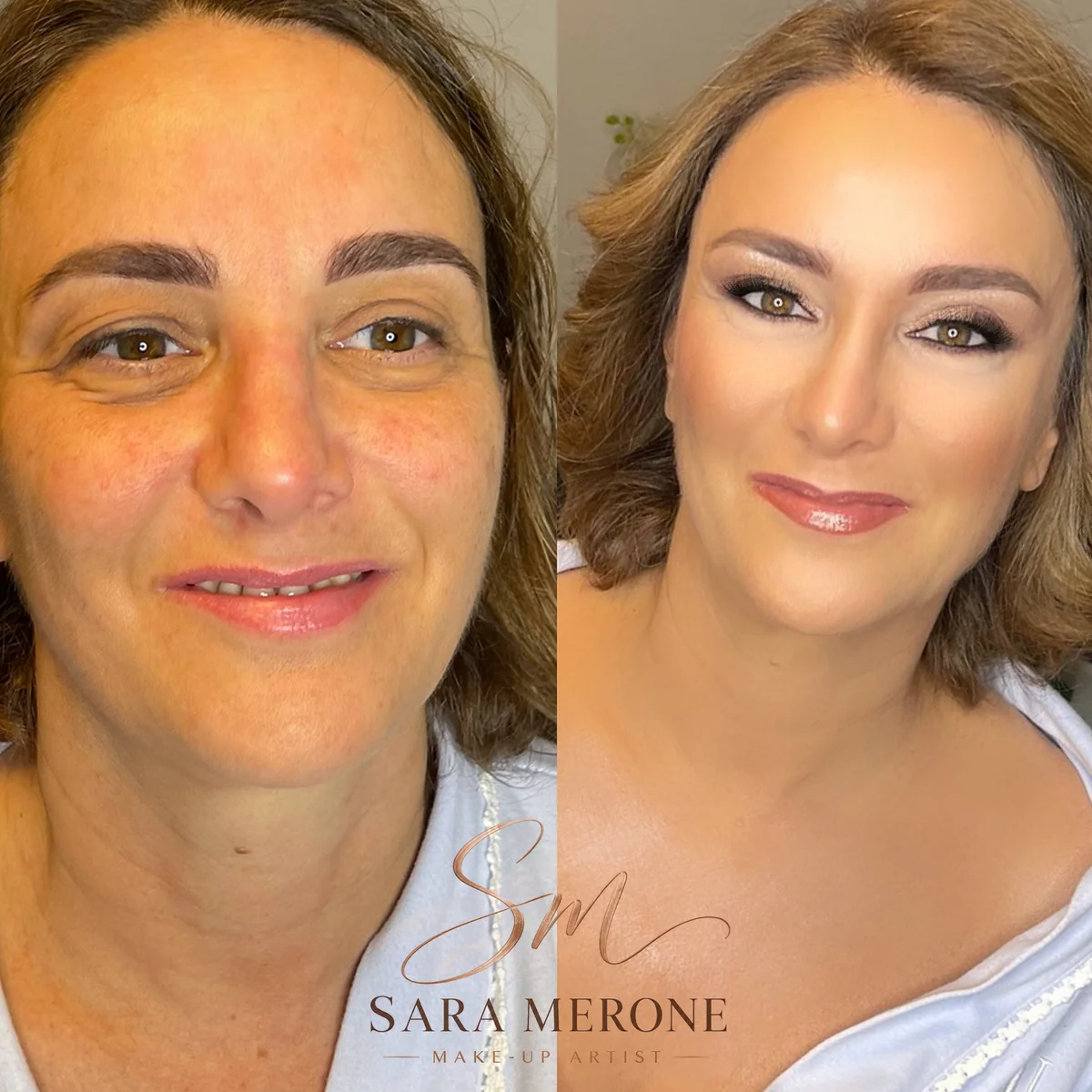 Prima e dopo trucco di Sara Merone make-up artist - look 55