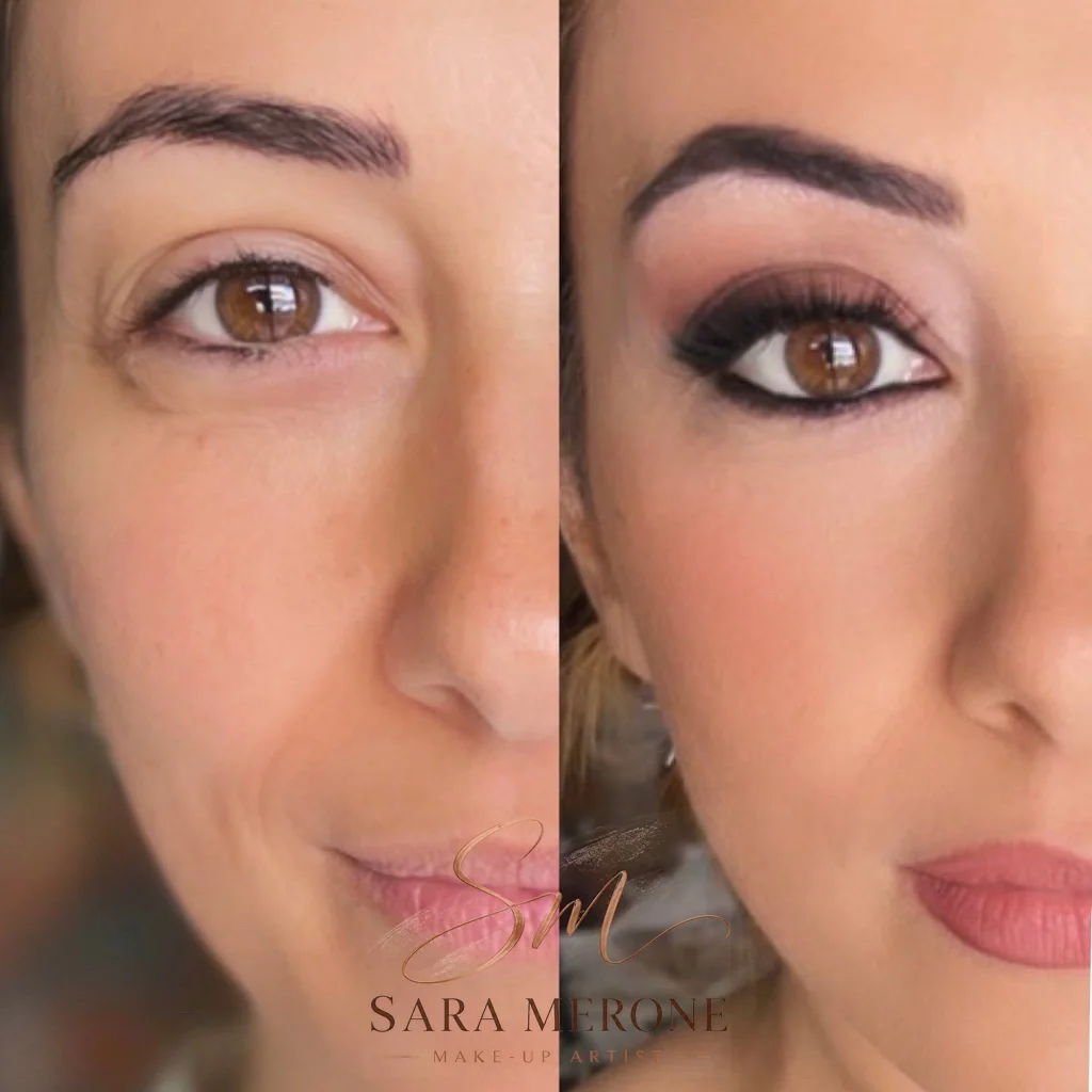 Prima e dopo trucco di Sara Merone make-up artist - look 56