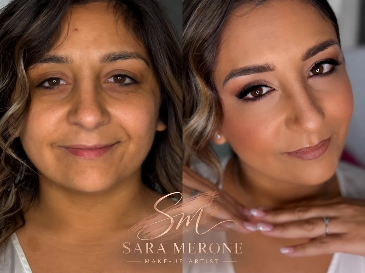 Prima e dopo trucco di Sara Merone make-up artist - look 2