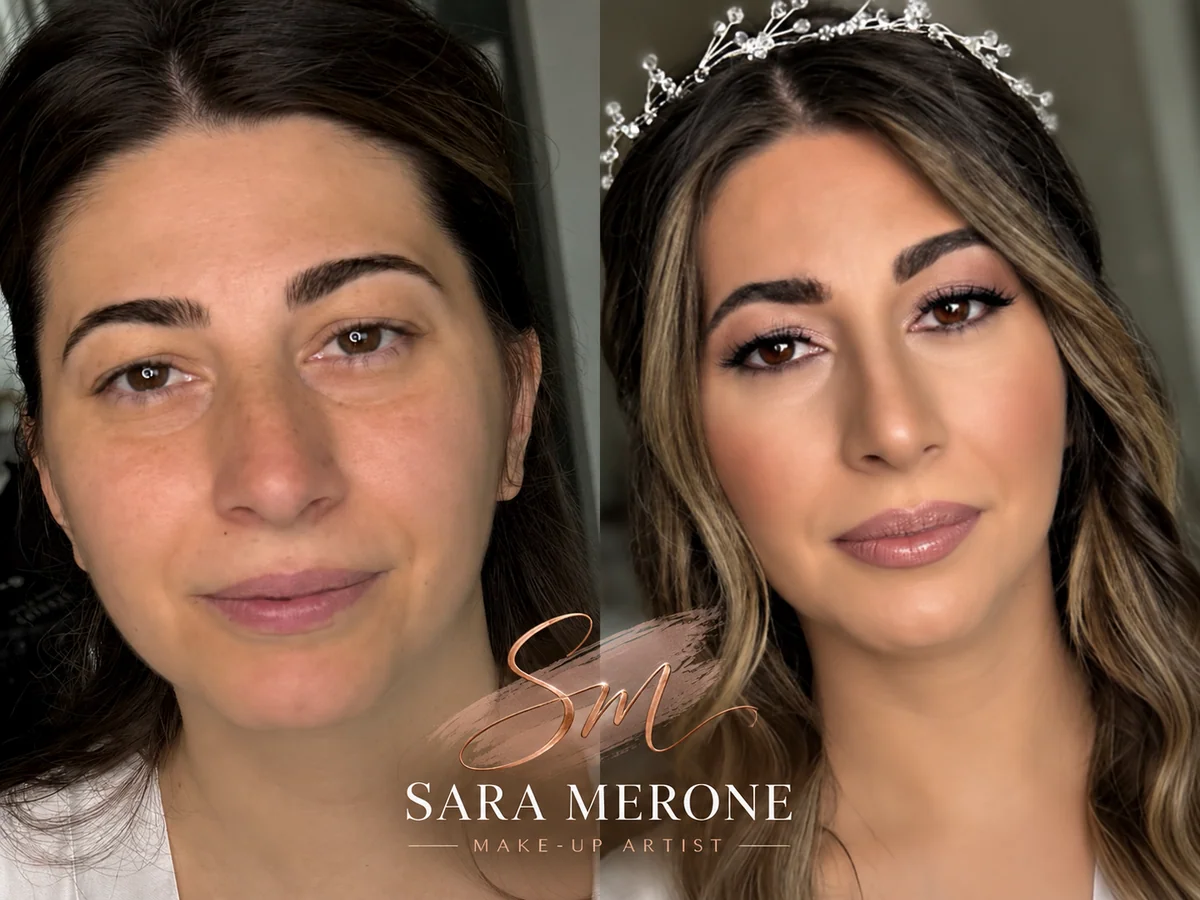 Prima e dopo trucco di Sara Merone make-up artist - look 3