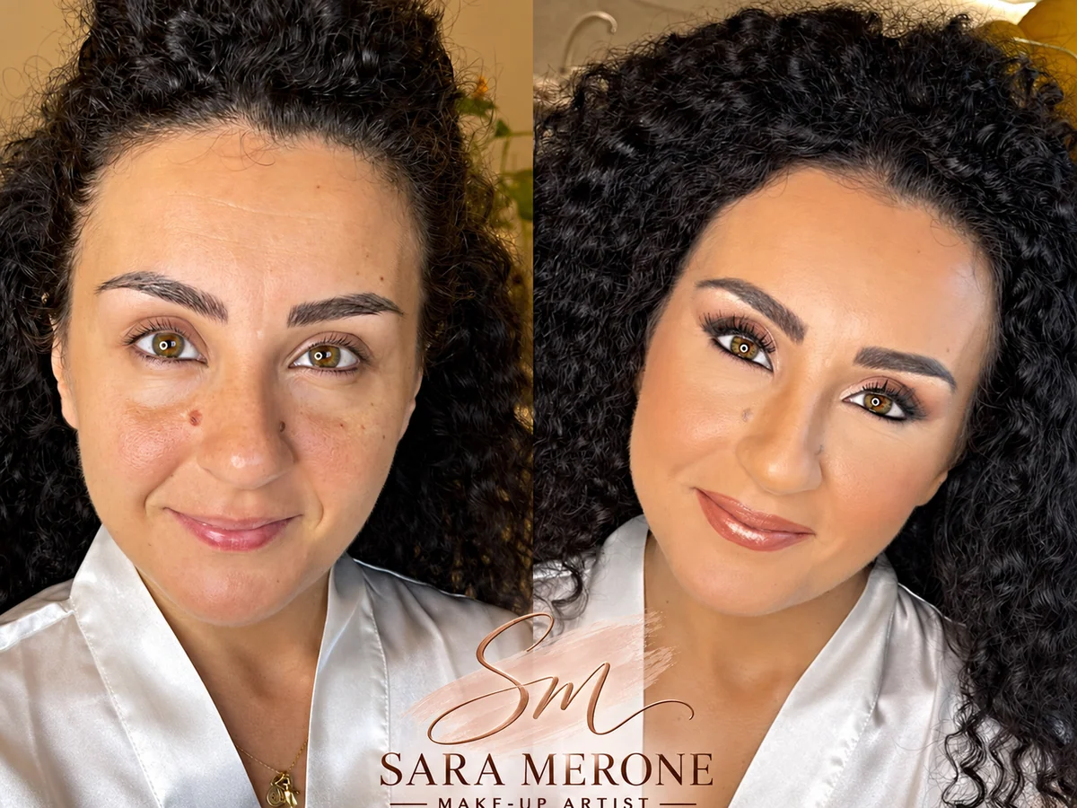 Prima e dopo trucco di Sara Merone make-up artist - look 4