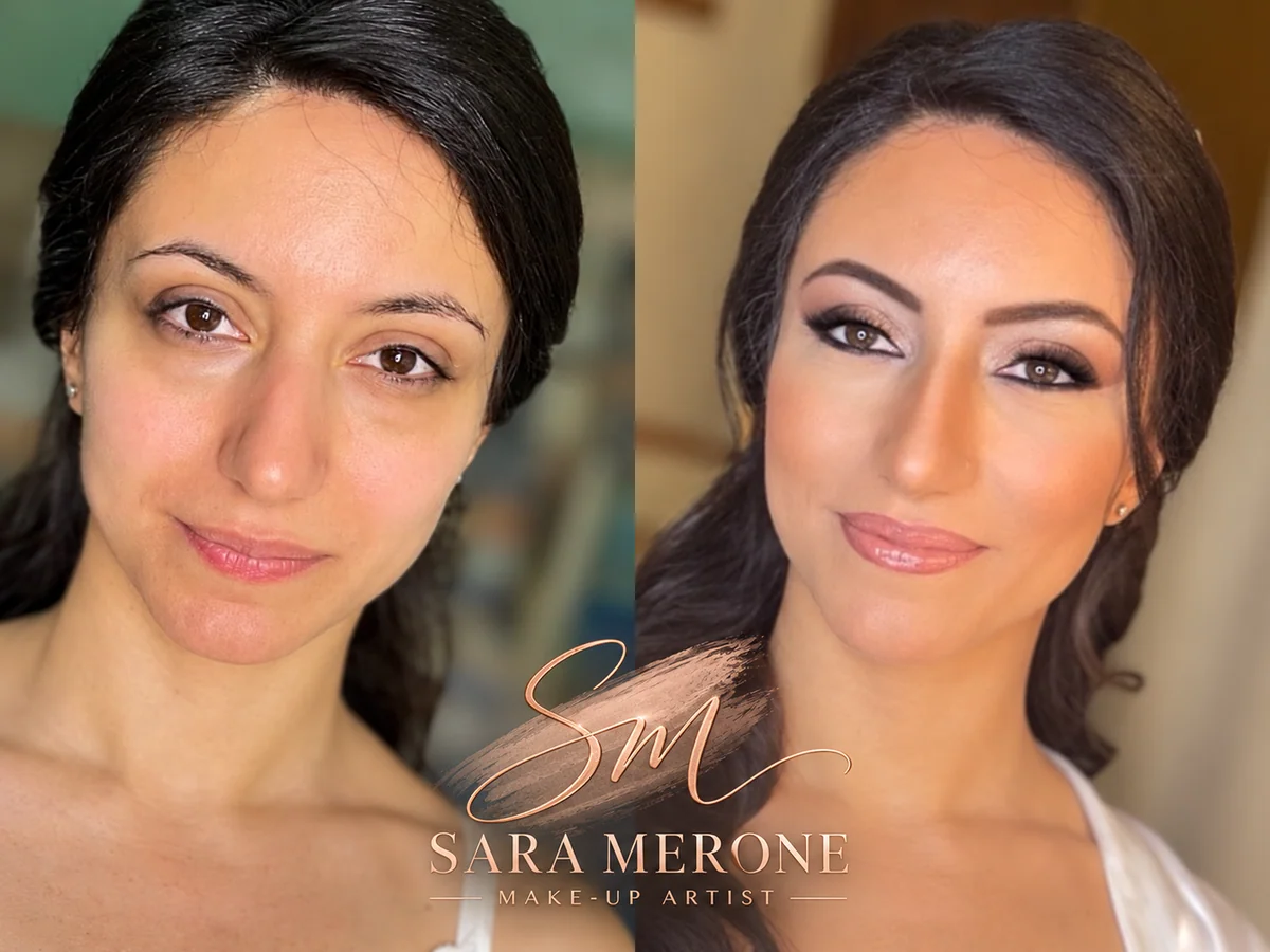 Prima e dopo trucco di Sara Merone make-up artist - look 5