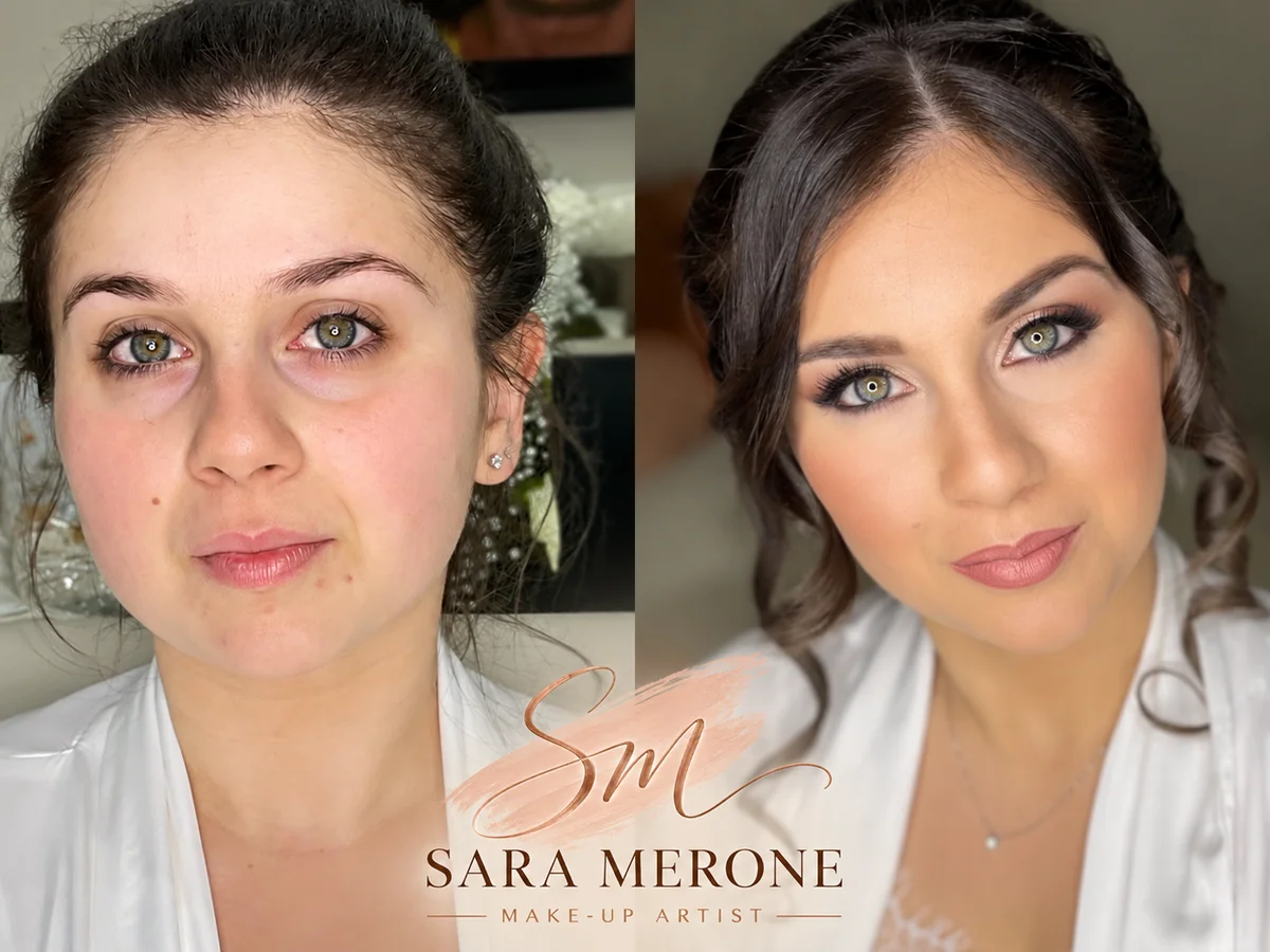 Prima e dopo trucco di Sara Merone make-up artist - look 6
