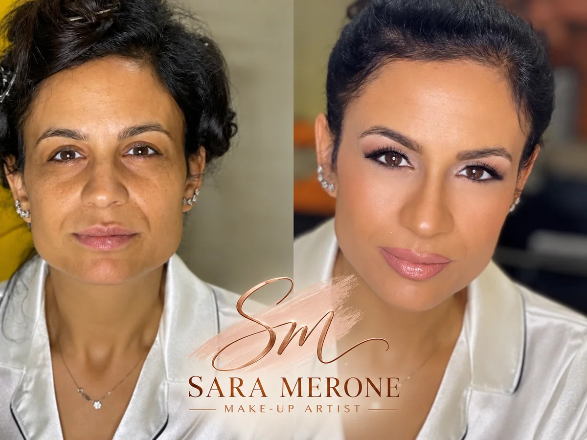 Prima e dopo trucco di Sara Merone make-up artist - look 7