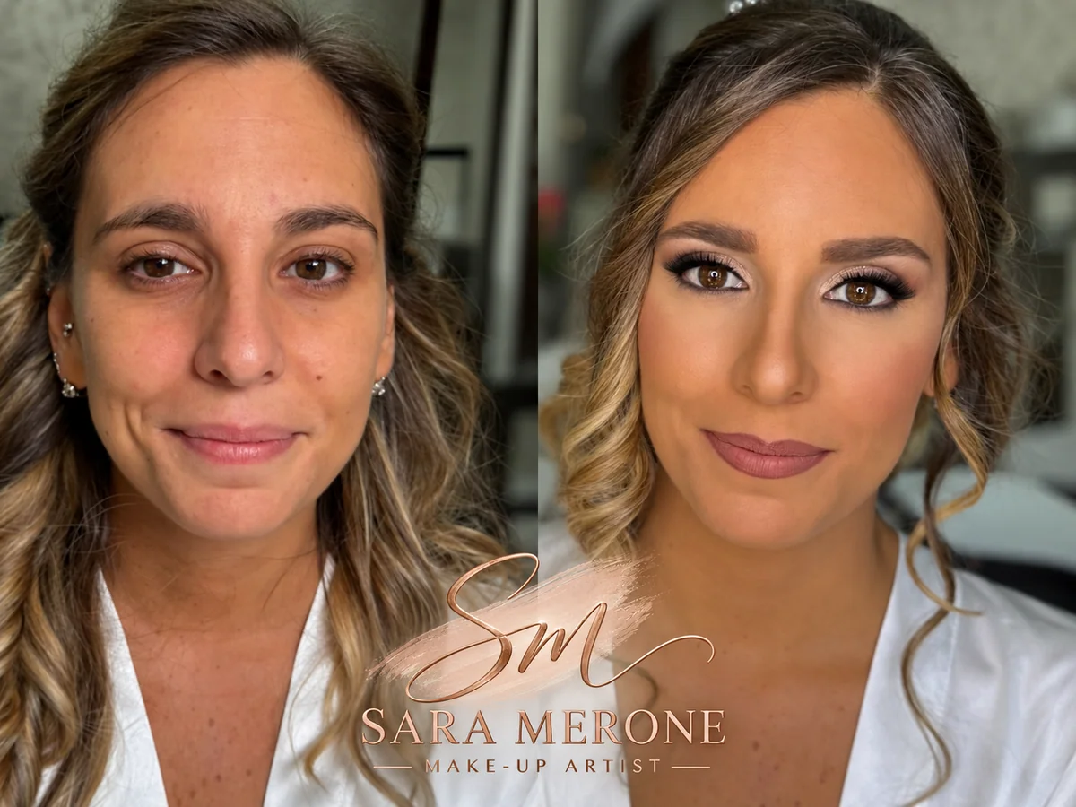 Prima e dopo trucco di Sara Merone make-up artist - look 8