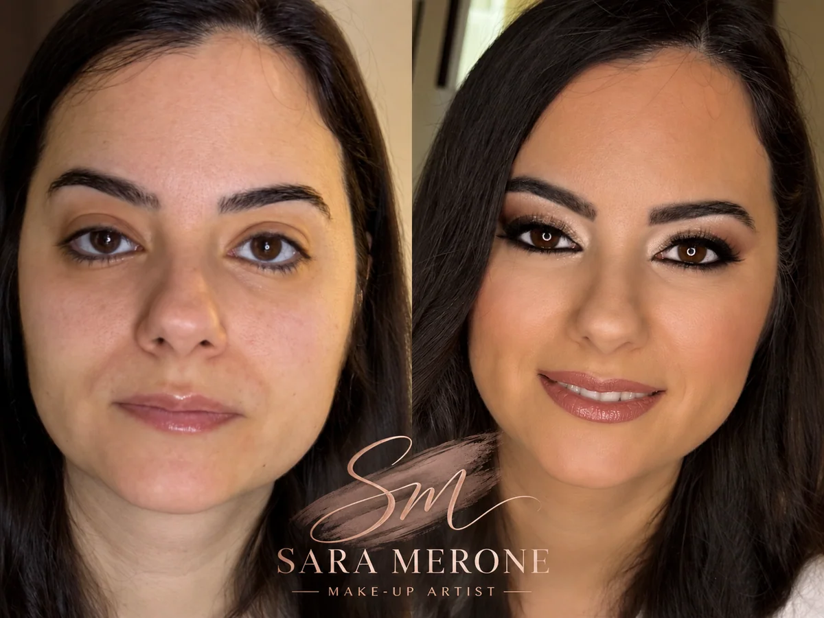 Prima e dopo trucco di Sara Merone make-up artist - look 9