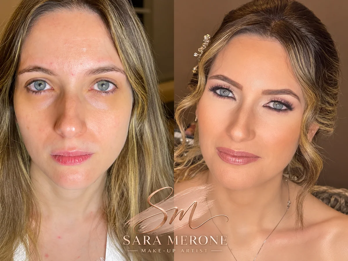 Prima e dopo trucco di Sara Merone make-up artist - look 10