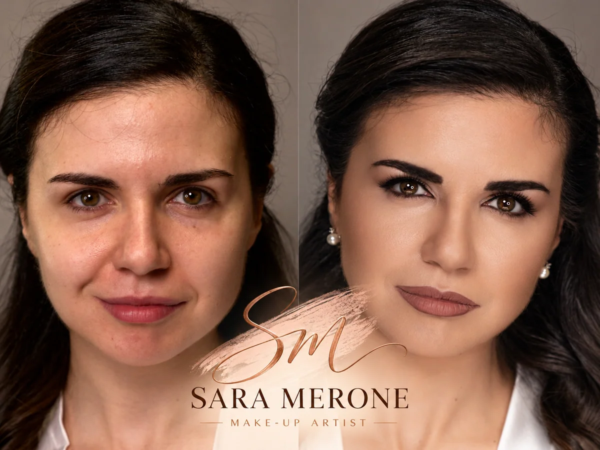 Prima e dopo trucco di Sara Merone make-up artist - look 11