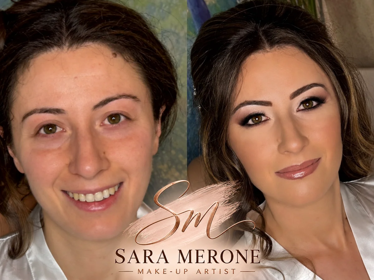 Prima e dopo trucco di Sara Merone make-up artist - look 13