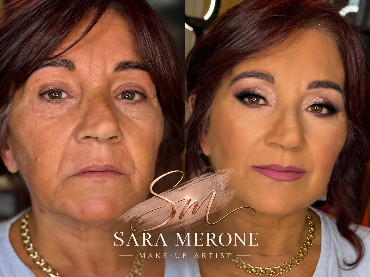 Prima e dopo trucco di Sara Merone make-up artist - look 14