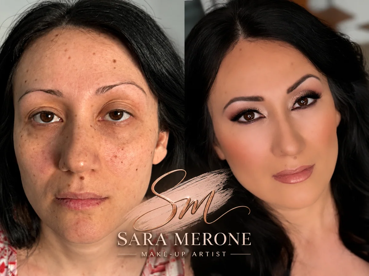 Prima e dopo trucco di Sara Merone make-up artist - look 16