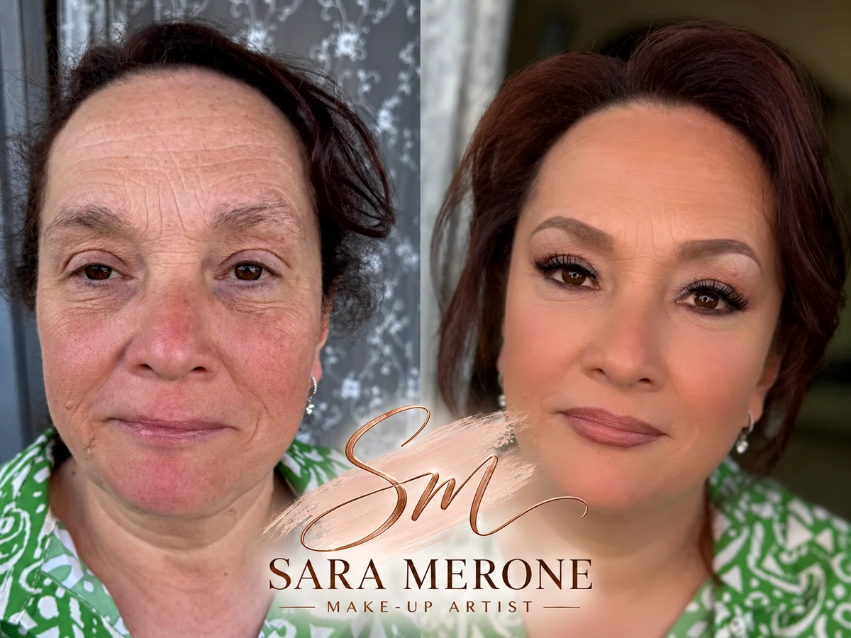 Prima e dopo trucco di Sara Merone make-up artist - look 17
