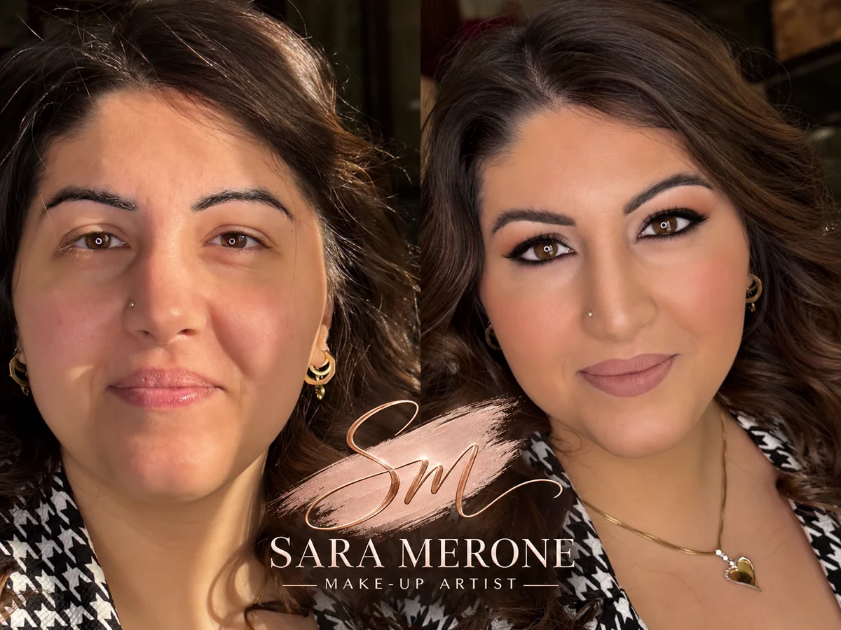 Prima e dopo trucco di Sara Merone make-up artist - look 18
