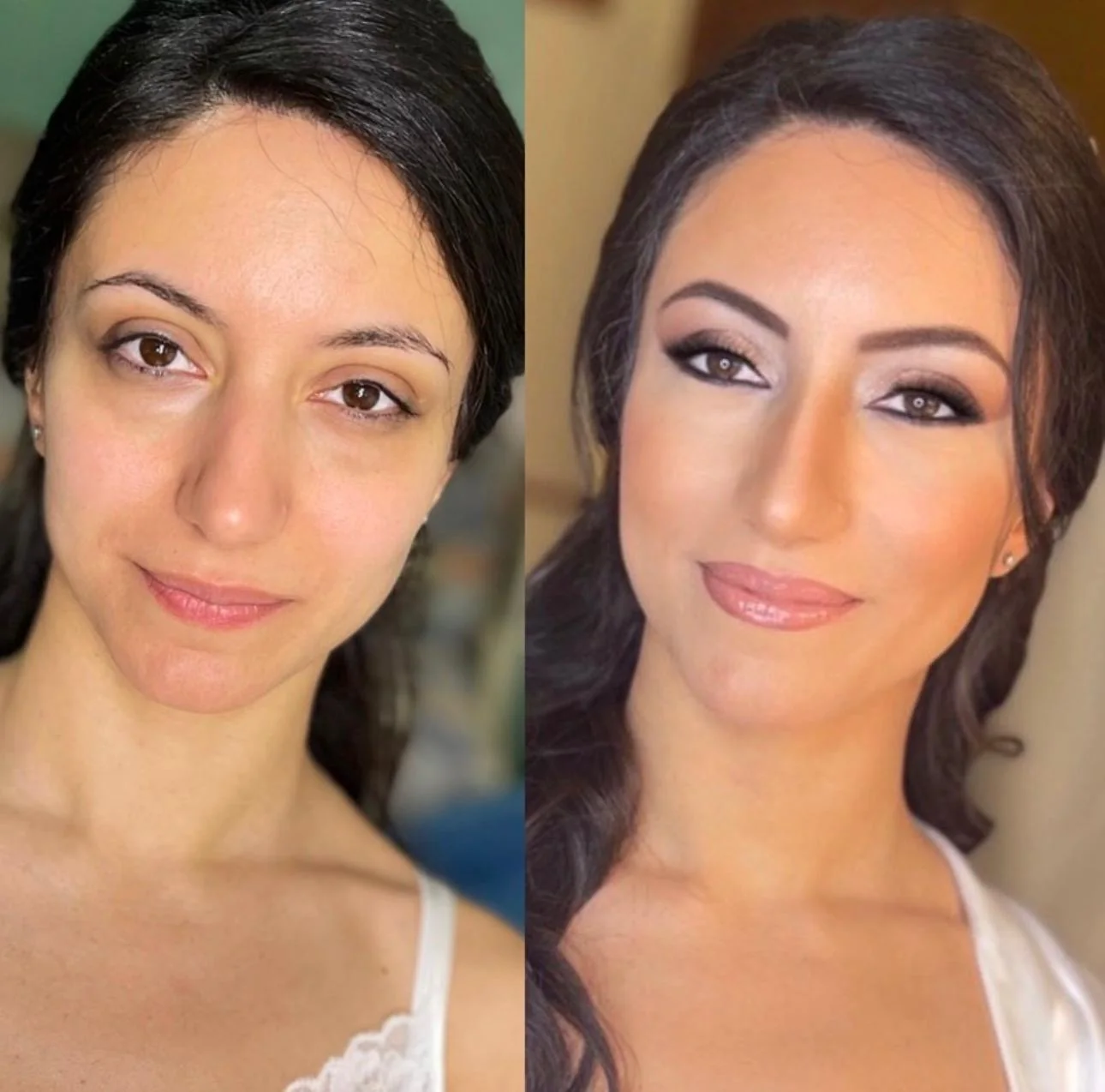 Prima e dopo un look make-up